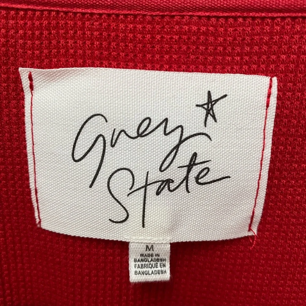 Grey State Harper red long sleeve Moda waffle blouse - Picture 6 of 6